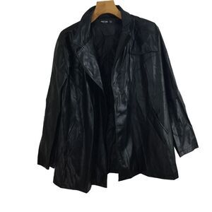 Nasty Gal Collection Womens Faux Leather Open Front Blazer Jacket Black Size 10